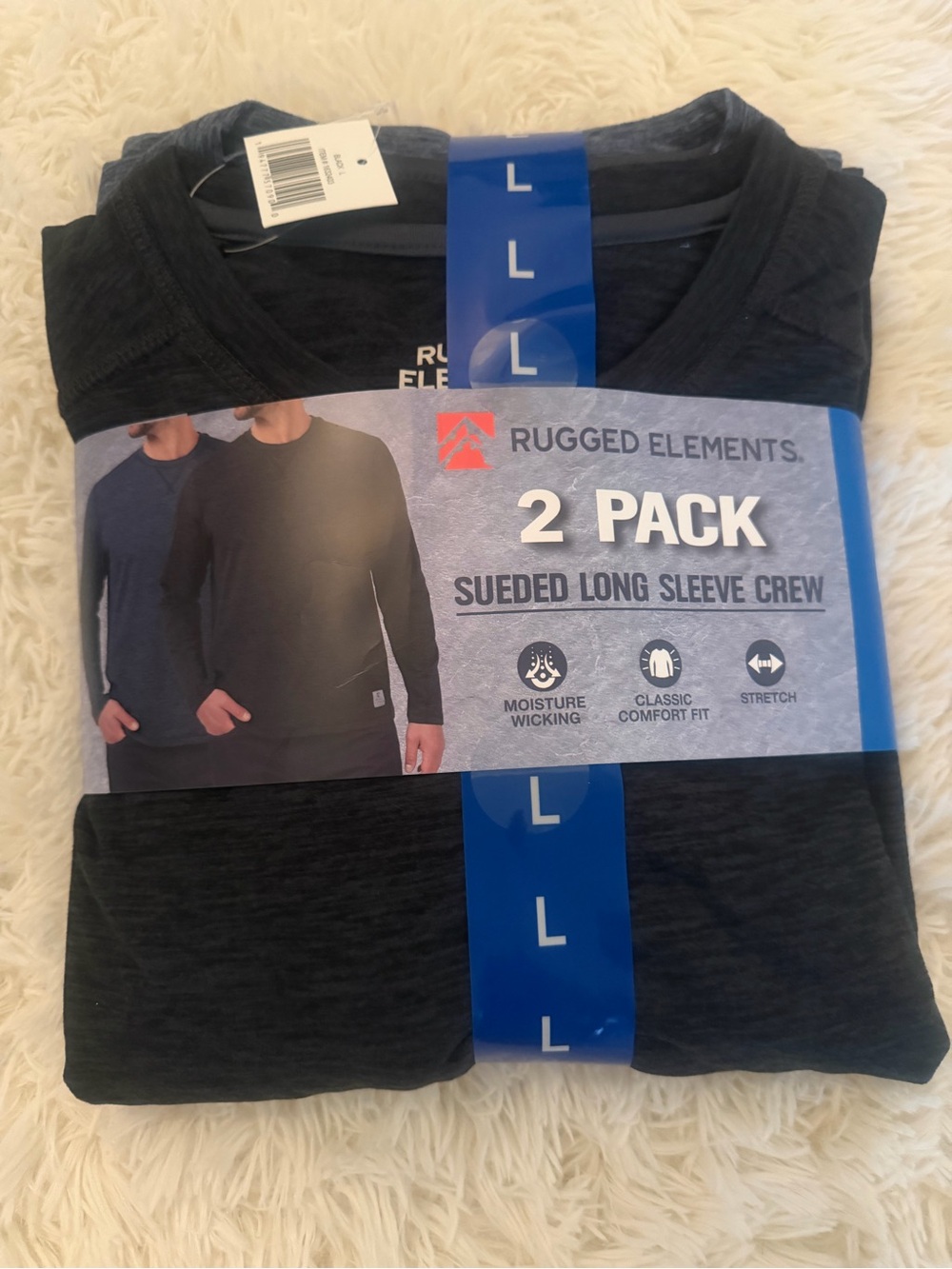 Rugged Elements Men's 2-Pack Sueded Long Sleeve Crew - Charcoal/Black